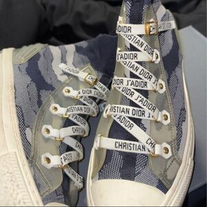 Dior Blue and White High-Top Sneakers
